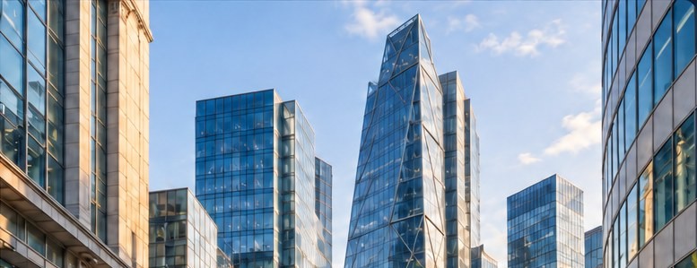 Glass office towers in a financial district
